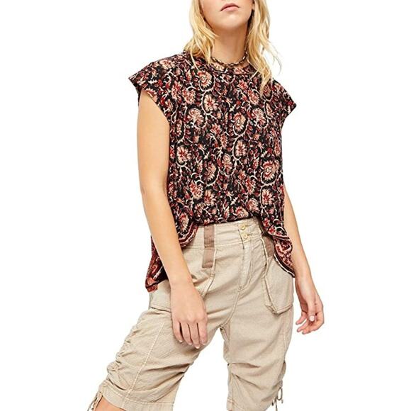 Free People High Tide Dual Print High/Low Shirt OB1116404  Small - Picture 2 of 9
